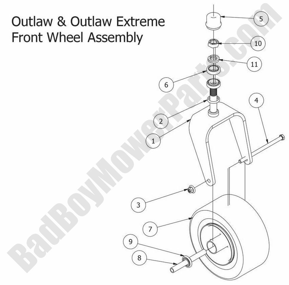 1005 - Bad Boy Mower Parts Lookup > 2014 > Outlaw & Outlaw Extreme > Front Wheel Assembly